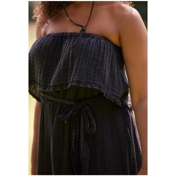 DAILY PRACTICE BY ANTHROPOLOGIE BLACK KYLIE KONA STRAPLESS DRESS - Picture 13 of 15